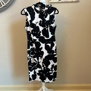 Clavin Kline dress. Black and white with gold hardware